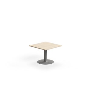 Stolik kawowy ALVA, 700x700x500 mm, montaż do podłogi, laminat wysokociśnieniowy, srebrny/brzoza