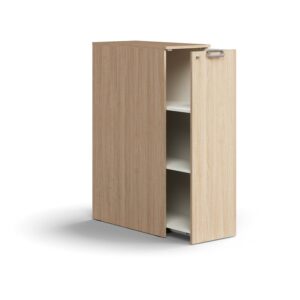 Zamykana szafka boczna QBUS, prawa z uchwytem, 1250x400x800 mm, dąb