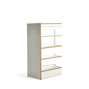 Regał biblioteczny STORY, moduł dodatkowy, dwustronny, 1600x898x585 mm, 4 półki, biały