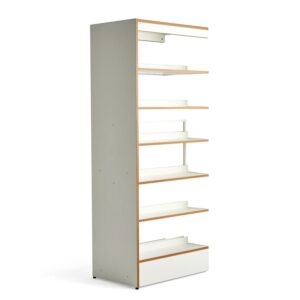 Regał biblioteczny STORY, moduł dodatkowy, dwustronny, 2240x898x585 mm, 6 półek, bialy