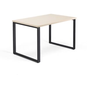 Biurko QBUS, rama O, 1200x800 mm, czarny, brzoza