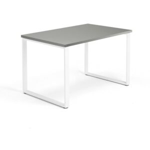 Biurko QBUS, rama O, 1200x800 mm, biała rama, jasnoszary