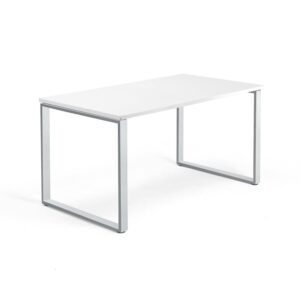Biurko QBUS, rama O, 1400x800 mm, biały, srebrny