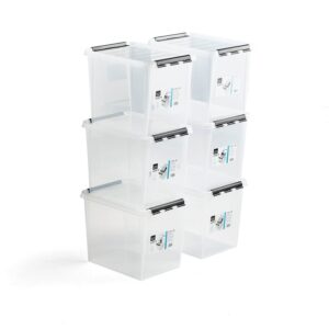 Pojemnik plastikowy LEE z pokrywą, 25 L, 6 szt., 400x300x320 mm, przezroczysty