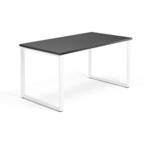 Biurko QBUS, rama O, 1400x800 mm, biały, czarny