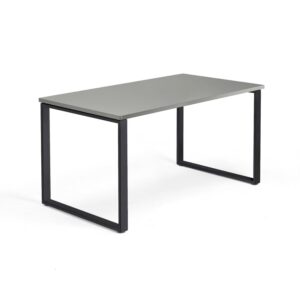 Biurko QBUS, rama O, 1400x800 mm, czarna rama, jasnoszary