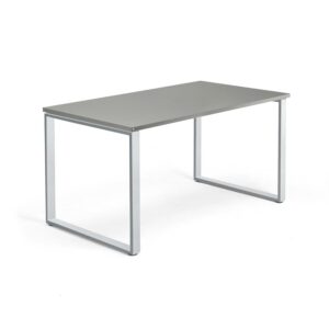 Biurko QBUS, rama O, 1400x800 mm, srebrna rama, jasnoszary