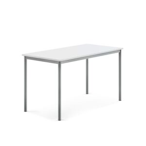 Stół BORÅS, 1400x700x760 mm, biały laminat, szary aluminium