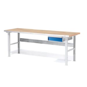 Stół roboczy z wyposażeniem SOLID, 1 szuflada, nośność 750 kg, 2900x800 mm, dąb