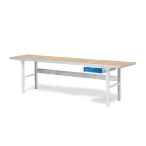 Stół roboczy z wyposażeniem SOLID, 1 szuflada, nośność 750 kg, 2500x800 mm, dąb