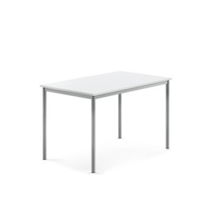 Stół SONITUS, 1200x800x760 mm, laminat HPL biały, szary aluminium