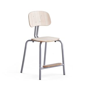 Krzesło szkolne YNGVE, 4 nogi, srebrny, jesion, W 520 mm