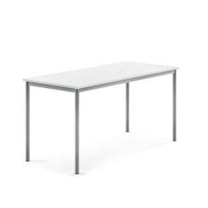 Stół SONITUS, 1600x700x760 mm, laminat HPL biały, szary aluminium