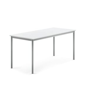 Stół SONITUS, 1600x700x720 mm, laminat HPL biały, redukcja hałasu, szary aluminium