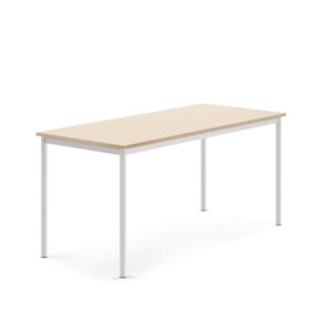 Stół SONITUS, 1600x700x720 mm, laminat HPL brzoza, redukcja hałasu, biały