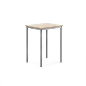 Stół SONITUS, 700x600x900 mm, laminat HPL brzoza, szary aluminium