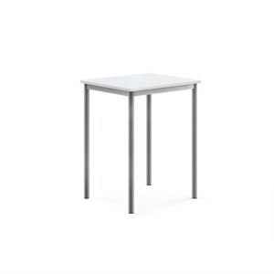Stół SONITUS, 700x600x900 mm, laminat HPL biały, szary aluminium