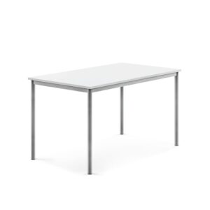 Stół SONITUS, 1400x800x760 mm, laminat HPL biały, szary aluminium