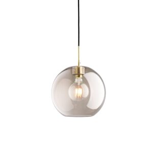 Szklana lampa sufitowa GLORIA, mosiądz, dymione szkło