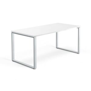 Biurko QBUS, rama O, 1600x800 mm, biały, srebrny