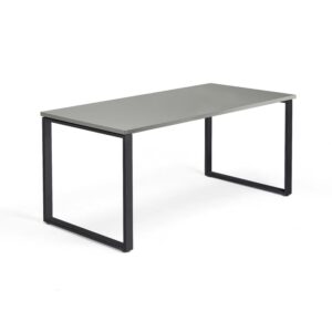 Biurko QBUS, rama O, 1600x800 mm, czarna rama, jasnoszary