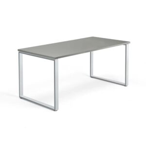 Biurko QBUS, rama O, 1600x800 mm, srebrna rama, jasnoszary
