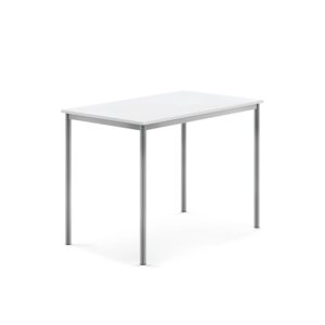 Stół SONITUS, 1200x800x900 mm, laminat HPL biały, szary aluminium