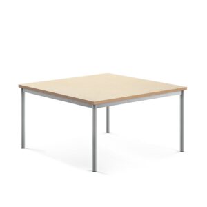 Stół SONITUS, 1200x1200x600 mm, beżowe linoleum, szary aluminium