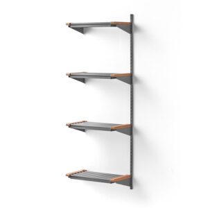Stojak na obuwie JEPPE, 4 półki, moduł dodatkowy, 1790x600x310 mm, aluminium/dąb