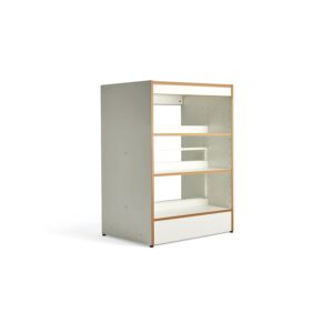 Regał biblioteczny STORY, moduł podstawowy, dwustronny, 1280x922x585 mm, 3 półki, biały