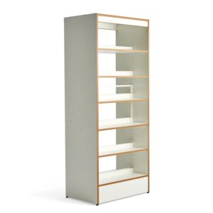 Regał biblioteczny STORY, moduł podstawowy, dwustronny, 2240x922x585 mm, 6 półek, biały