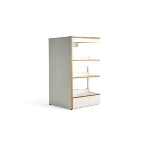 Regał biblioteczny STORY, dodatkowy, dwustronny, 1280x723x585 mm, 3 półki, biały