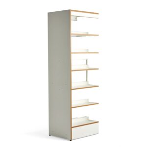 Regał biblioteczny STORY, moduł dodatkowy, dwustronny, 2240x723x585 mm, 6 półek, biały