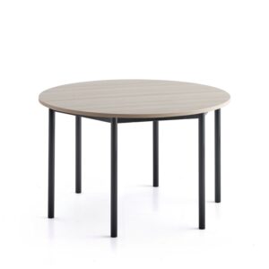 Stół SONITUS PLUS, Ø1200x720 mm, laminat HPL jesion, antracyt
