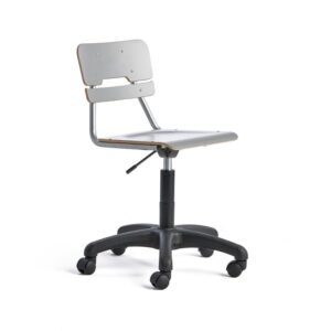 Krzesło z regulacją wysokości LEGERE, mniejsze siedzisko, na kołach, W 430-550 mm, szary