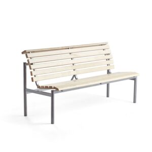 Ławka drewniana AURORA, 1800x700x900 mm, rama srebrny, brzoza