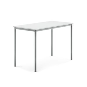Stół BORÅS, 1400x700x900 mm, biały laminat, szary aluminium