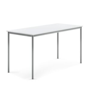 Stół SONITUS, 1800x800x900 mm, laminat HPL biały, szary aluminium