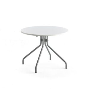 Stół AROUND, Ø900 mm, biały laminat, szary aluminium