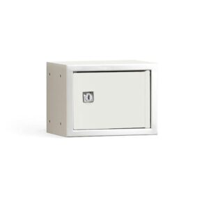 Szafka osobista CUBE, szary korpus, białe drzwi, 150x200x150 mm