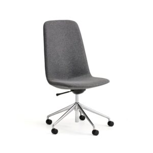Krzesło LANGLEY, średnie siedzisko, koła, szczotkowane aluminium/antracyt