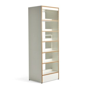 Regał biblioteczny STORY, moduł podstawowy, dwustronny, 2240x747x585 mm, 6 półek, biały