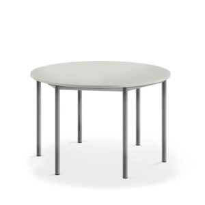 Stół SONITUS, okrągły, Ø1200x720 mm, laminat HPL szary, szary aluminium