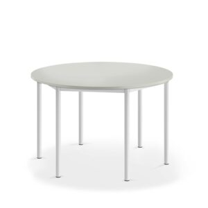 Stół SONITUS, okrągły, Ø1200x720 mm, laminat HPL szary, biały