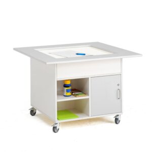 Mobilny stół podświetlany SEARCHER, 1050x1050x730 mm, biały