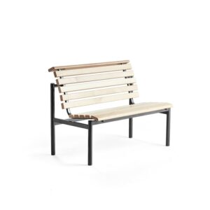 Ławka drewniana AURORA, 1200x700x900 mm, rama czarny, brzoza
