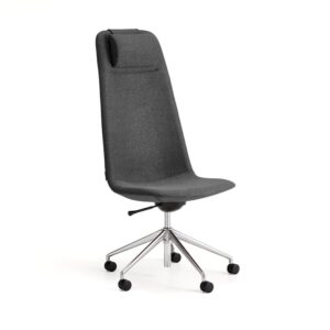 Krzesło LANGLEY, wysokie siedzisko, koła, szczotkowane aluminium/antracyt