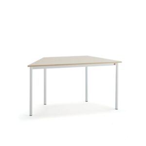 Stół SONITUS TRAPETS, 1200x600x720 mm, laminat HPL brzoza, biały