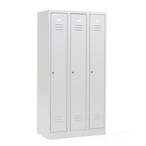 Szafa do szatni CAMPUS, 3 moduły, 3 drzwi, 1800x900x500 mm, jasnoszary