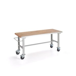 Mobilny stół roboczy SOLID, 2000x800 mm, parkiet dębowy
